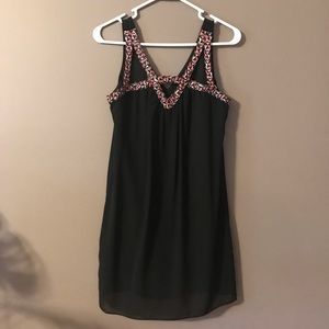 Black dress with colorful embroidered top
